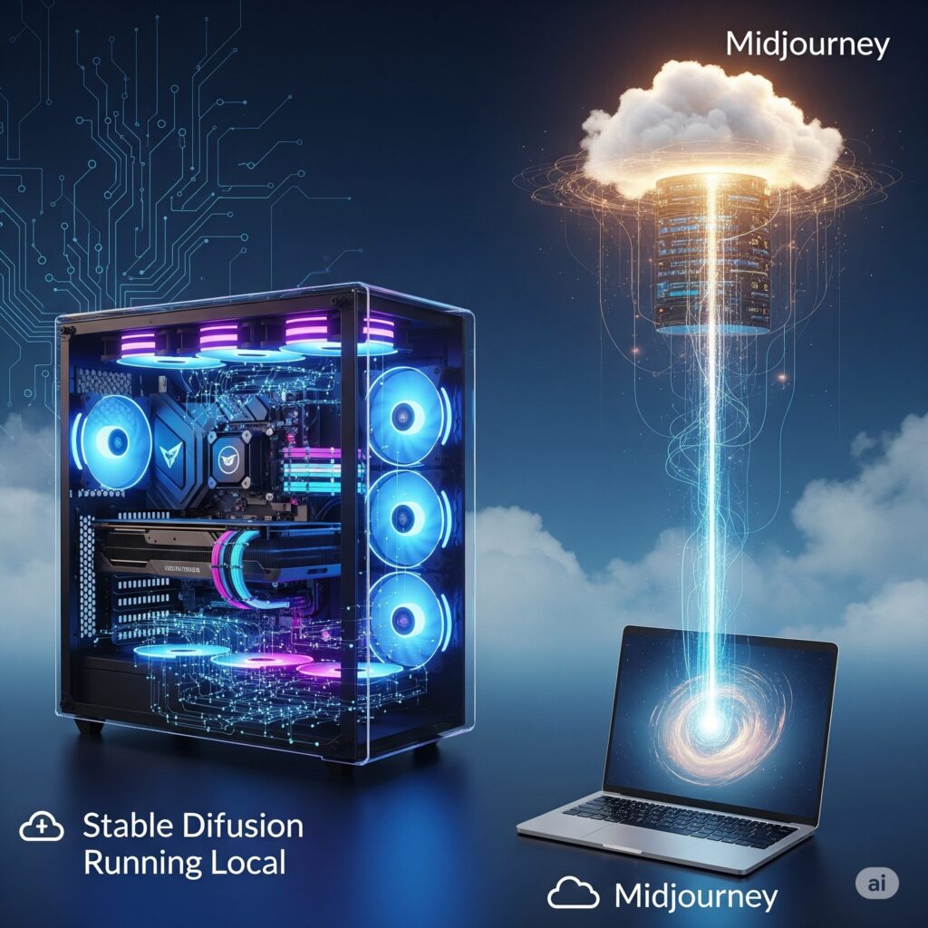 Midjourney and Stable Diffusion.