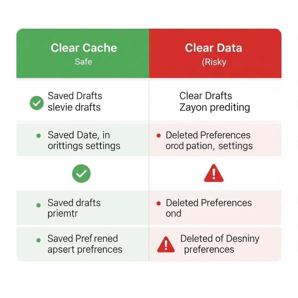 Clear Cache vs Clear Data